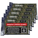 Titan 2 Sided Mylar Survival Blanket, 5 Pack.  Reuseable, Windproof and Waterproof Survival Blanket.