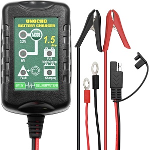 Generator battery trickle charger for portable generator. This portable battery trickle charger is perfect for charging all 6V / 12V type batteries used for portable generators, cars, boats, motorcycles, kids ride on toys, golf cart, etc. Trickle charger has a good cable length from the outlet to the battery.