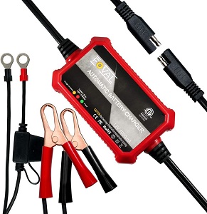Automatic battery trickle charger for motorcycle. This portable battery trickle charger is perfect for charging all 12V type batteries used for portable generators, cars, boats, motorcycles, kids ride on toys, golf cart, etc.