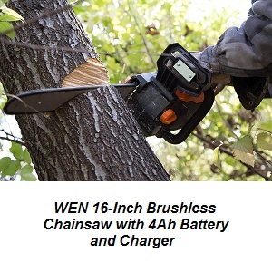 Cordless 16-Inch Brushless Lightweight Chainsaws with 4Ah Battery and Charger. This cordless electric chainsaw will make cutting up those tree limbs and trees after a spring storm a lot easier.