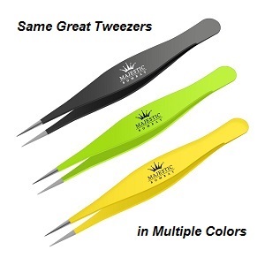 Sharp needle pointed surgical tweezers for your body routine. Tweezers come in multiple colors. Use these surgical tweezers for eyebrows, splinters, nose hair, wood splinters, glass chards and more.