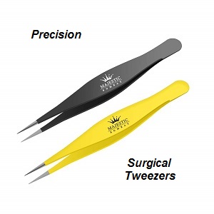 Sharp pointed needle nose surgical tweezers. These medical grade precision surgical tweezers are perfect for using to extract splinters, ticks, glass removal, chin hair, eyebrow hair and more. Precision sharp needle nose pointed tweezers for all your plucking needs.