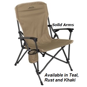 ALPS Mountaineering Folding Steel Leasure Chair for Camping, Beach, Patio with Cup Holder, Khaki.