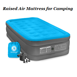 Air Comfort Camp Mate Blue PVC Elevated Twin Size Raised Air Mattress for camping.