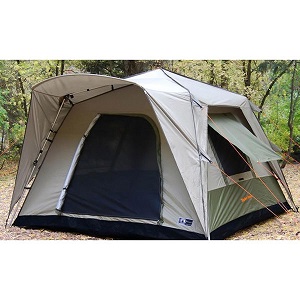 6 Person Black Pine FreeStander Turbo Camping Tent with easy setup, sleeps six campers, has rainfly with awning and large living area. Tent has sewn in tub style ground sheet. Seams are heat sealed for additional weather protection.