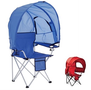 Brylanehome Camp Chair with Canopy for Beach, Camping, Backyard. Chair has 22 inch seat and supports up to 350 lbs.