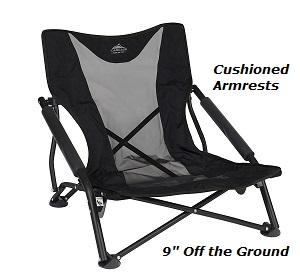 Cascade Mountain Tech Compact Low To Ground Profile Outdoor Folding Camp Chair with Carry Bag for Beach, Sports Events, Tailgating and more.