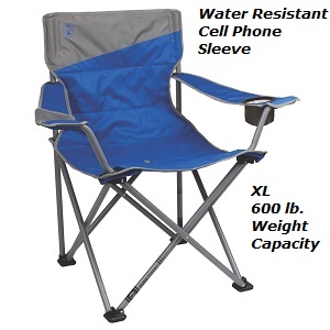 Coleman Big-N-Tall XL Oversized Portable Best Heavy Duty Folding Quad Beach, Camp, Deck Chair with 600 lbs. weight capacity for heavy person and outdoors use.