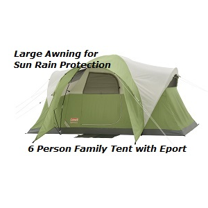 Coleman Montana 6 Person Family Camping Tent with Electrical Access Port for Power Hookup while living outdoors.