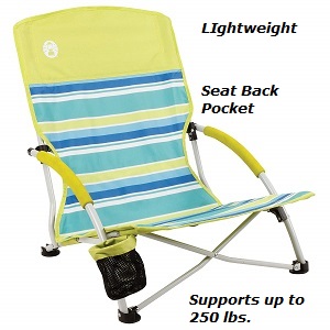 Coleman Utopia Breeze Sling Low Seat Beach, Lawn Chair. Low seated lawn / beach chairs for use at the beach or your favorite concert.