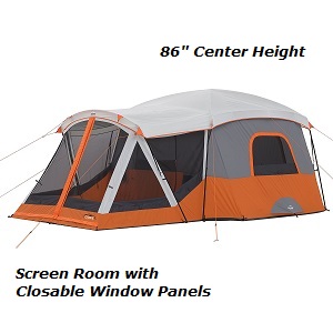 Core 11 Person Cabin Tent with Screen Room and Rain Fly, 17 x 12.