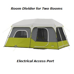 CORE 9 person instant cabin double room tent from room divider to make 2 rooms for privacy.