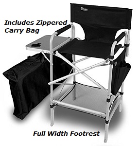 Earth Executive VIP Tall Aluminium Directors Folding Chair with Side Table and Carry Bag, 375 lbs. weight capacity, Heavy Duty and Comfortable for Camping, Baseball, Artist, Vendors, Makeup Chair and more.
