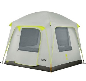 Eureka Jade 4 Person Cabin Tent with e-port for power cord access.