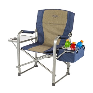 Kamp Rite Directors Chair with Side Table and cooler. Chair has a weight capacity of 350 lbs.