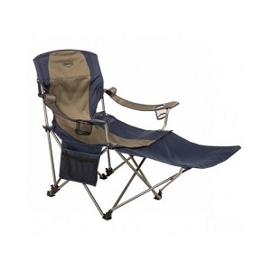Kamprite folding camp chair with footrest and heavy duty high back.