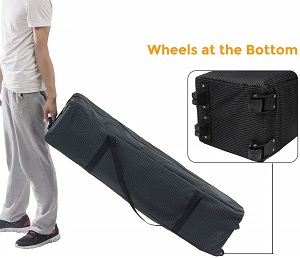 Camping cot for two heavy duty durable carry bag with wheels. Transport this double cot bed easily in the included wheeled carry bag.
