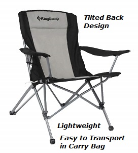 KingCamp Folding Heavy Duty Arm Chair with Tilted Back.