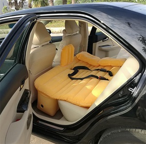 Lameila Car Travel Inflatable Air Bed Mattress for back seat with Seatbelt and two air pillows.