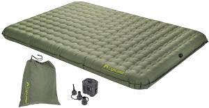 Lightspeed Outdoors PVC Free Queen Size 2-Person Lightweight Air Bed Mattress with a Battery Powered Pump and 600 lbs. weight capacity for outdoor camping.