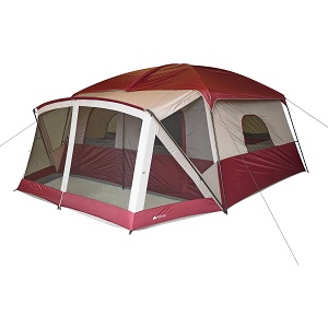 Ozark Trail 12 Person Red Family Camping Tent with Nice Screen Room Area.