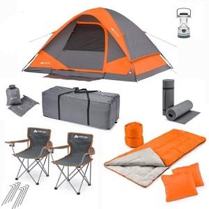 Ozark Trail Camping Combo Set 4 Person Tent with electrical outlets Cabin Family 22 Piece All Searon Outdoor Camping Gear.