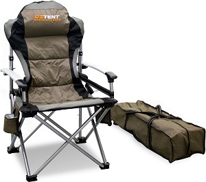 Oztent King Kokoda Portable Outdoor Camp Chair with high back and solid armrests.
