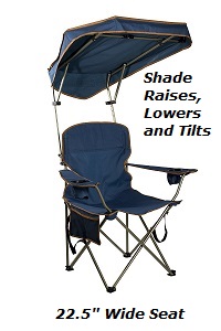 Quik Shade MAX Shade Folding Camp Chair with Adjustable Sun Shade Canopy Cover, 2 Cup Holders and Carry Bag.