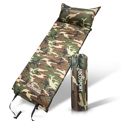 Self Inflating Sleeping Pad with Pillow for Camping. Backpacking Air Mattress for Hikers.