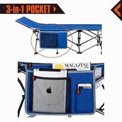 Blue Folding Camping Cot.