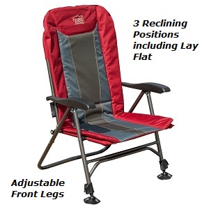 Timber Ridge Ultimate Top Rated Outdoor Fully Padded Folding Camping, Lawn, Beach Chair high back with Adjustable Legs, wider seat and three reclining adjustable back positions for bad back comfort plus holds 300 lbs. in weight.