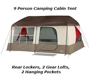 Wenzel Kodiak 14 x 14 Feet 9 Person 2 Room Family Cabin Dome Tent for tall person, full coverage rainfly and room divider.