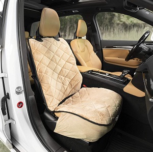 Plush Paws Co-Pilot Vehicle Pet Car Seat Cover for Bucket Style Seats with Harness and Seat Belt to fit Cars, Trucks, Suvs, Military Camo Color.