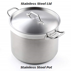 20 quart (5 gallon) stock pot, stainless steel cooking pot by Cooks Standard. This 20 quart cooking pot has stainless steel riveted handles that stay cool.