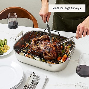 All-Clad Stainless Steel Roasting Pan with nonstick rack.