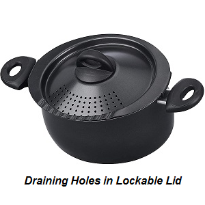 Instant Pot Pasta. Bialetti Pasta Pot with Locking Strainer Lid. Oval 6 Quart pasta pot with strainer lid for easy draining of your pasta, black.