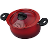 Bialetti Oval 5.5 quart pasta pat with strainer lid in red color.