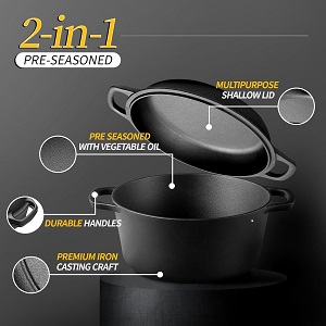 affordable preseasoned heavy duty dutch oven with skillet lid