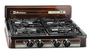 Koblenz PFK-400 Victoria 4-Burner Stove Top Outdoor Cooking Propane Gas Portable Camping Black.