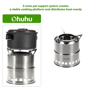 Ohuhu Wood Burning Stainless Steel Camping Backpacking Stove.