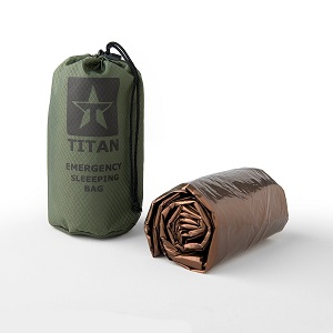 TITAN Extra thick Emergency Mylar Thermal Sleeping Bag for Survival Kits, Go-Bags, Camping, Homeless, Hiking.