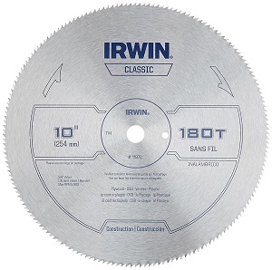 IRWIN Tools Classic Series Steel Table / Miter Circular Saw Blade 10 inch 180T (11870).