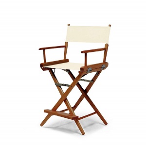 Telescope 24 inch high Directors Folding Chair Natural with Walnut Finish Frame.