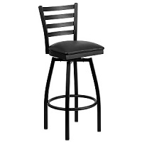 Flash Furniture Hercules Series Black Ladder Back Swivel Metal Bar Stools