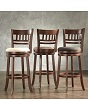 Verona Linen Lattice Back Swivel Bar Stool with 29 Inch High Back.