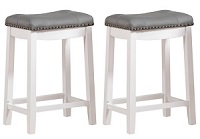 Angel Line White with Grey Cushion Counter Height Stools.