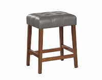 Kinfin HomePop Leatherette Square Tufted Charcoal Grey Counter Stools.