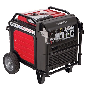 Super Quiet Honda EU7000is Electric Start Portable Inverter Generator with Wheel Kit for RV Standby, Home Power Outage Emergencies, Tailgating and more.