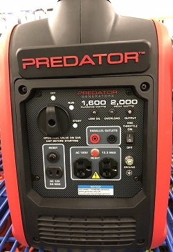Small light weight Predator 2000 watt portable generator for camping, boating, small appliances, sump pumps and more.