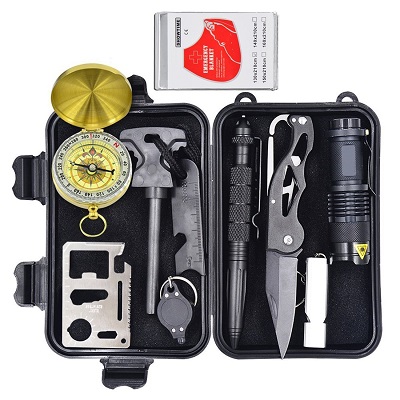 A Safety Gift for your Outdoorsy Friend or Family Member, Eachway Professional 10 in 1 Emerchency Survival Gear Kit.